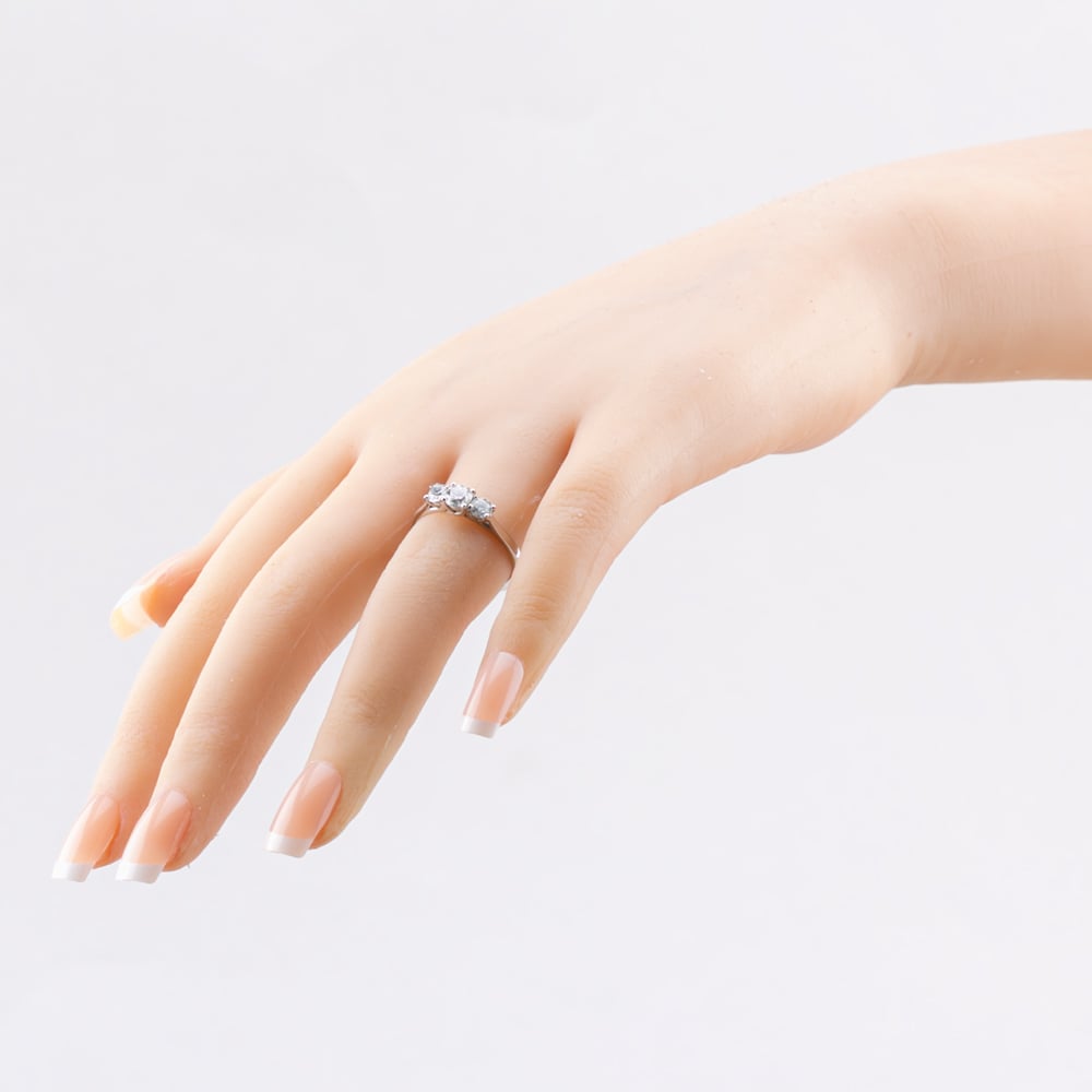 1888 Collection Platinum Certificated 0.75ct Round Cut Diamond Three Stone Ring R3-145(.75CT PLUS)