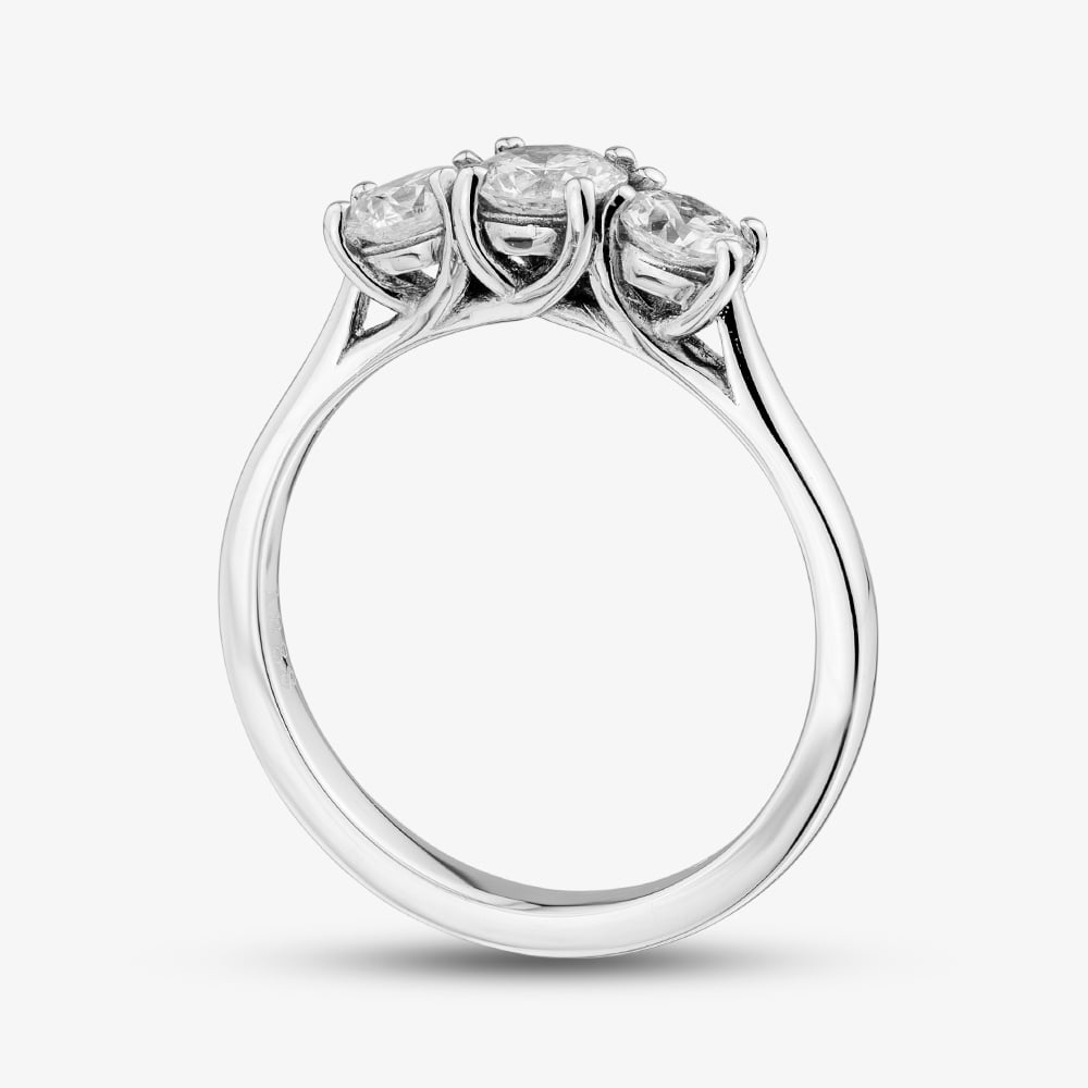 1888 Collection Platinum Certificated 1.00ct Round Cut Diamond Three Stone Ring R3-145(1.00CT PLUS)