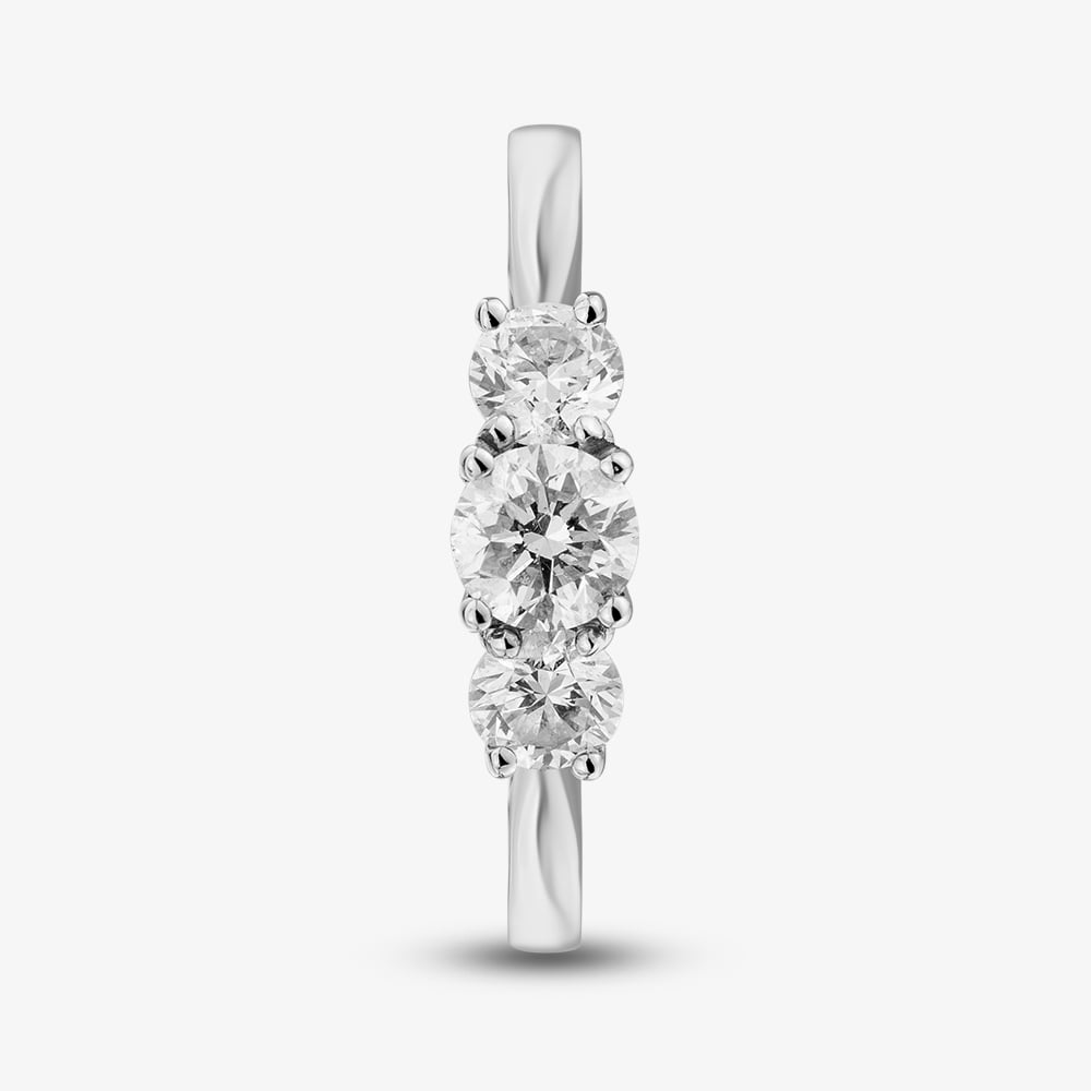 1888 Collection Platinum Certificated 1.00ct Round Cut Diamond Three Stone Ring R3-145(1.00CT PLUS)