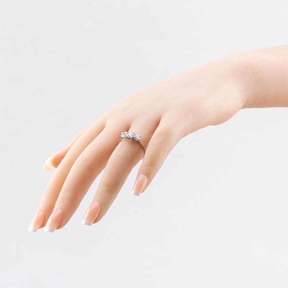 1888 Collection Platinum Certificated 1.00ct Round Cut Diamond Three Stone Ring R3-145(1.00CT PLUS)