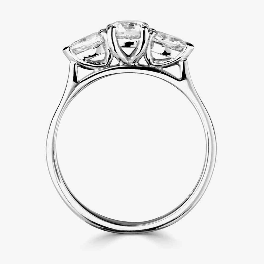 Platinum 0.70ct Certificated Round Cut Diamond Three Stone Ring R3-2033(5X3)(.70CT PLUS)