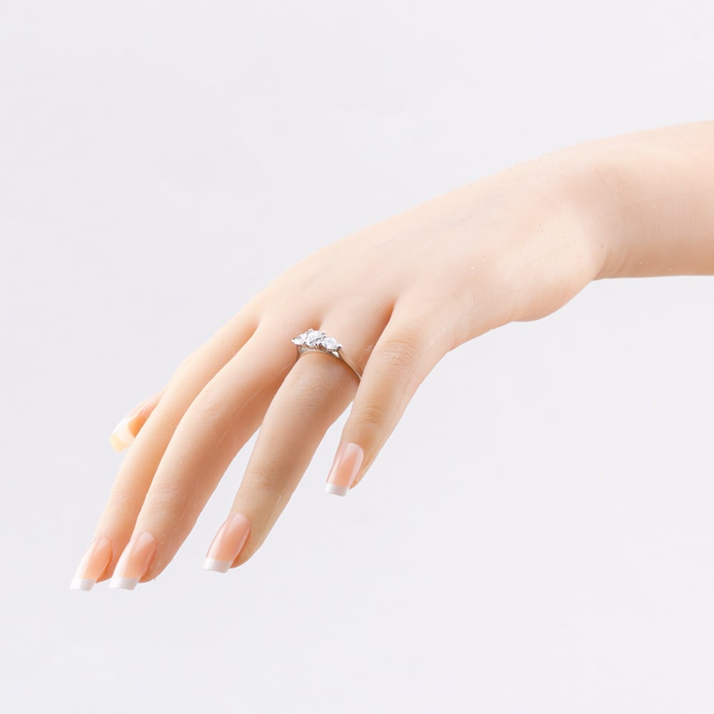 1888 Collection Platinum Certificated 0.90ct Round & Pear Cut Diamond Three Stone Ring R3-2033(5X3)(.90CT PLUS)