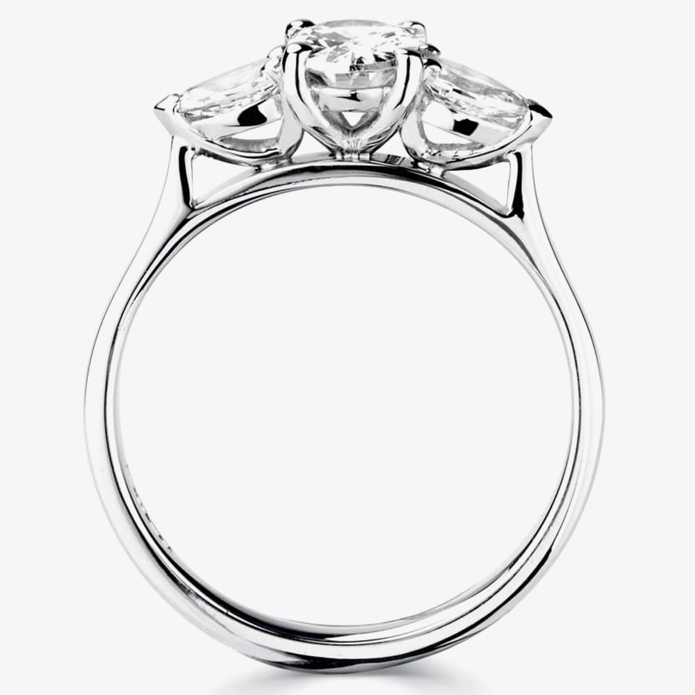 Platinum 1.10ct Certificated Oval Cut Diamond Three Stone Ring R3-2034(1.00CT PLUS