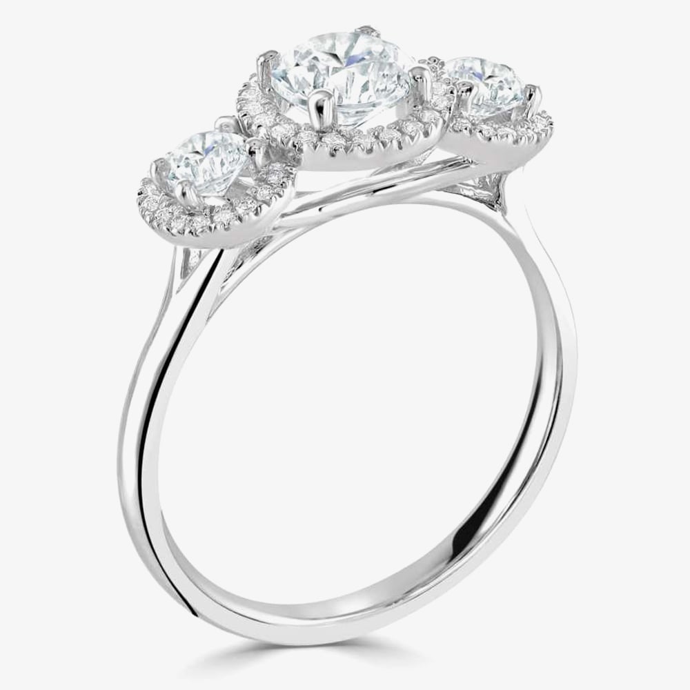 1888 Collection Platinum 0.60ct Certificated Brilliant Cut Diamond Triple Cluster Ring R3-2042(4.5)