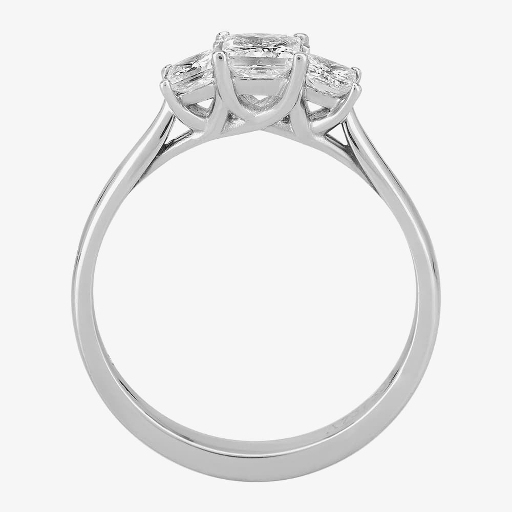 1888 Collection Platinum 0.70ct Certificated Princess Cut Diamond Trilogy Ring R3-263(.70CT PLUS)