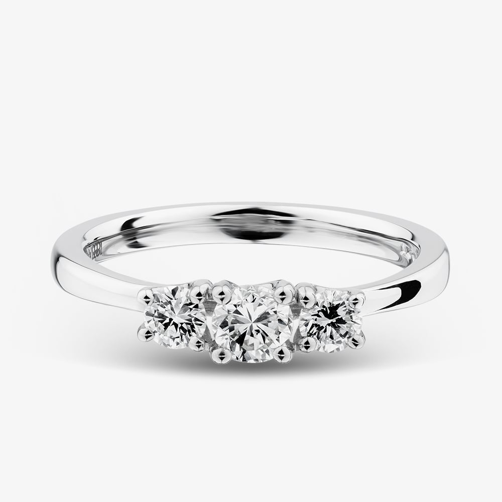 1888 Collection Platinum Certificated 0.50ct Round Cut Diamond Three Stone Ring R3-1014(.50CT PLUS)