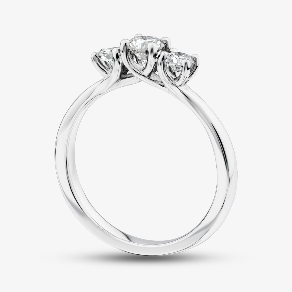 1888 Collection Platinum Certificated 0.50ct Round Cut Diamond Three Stone Ring R3-1014(.50CT PLUS)