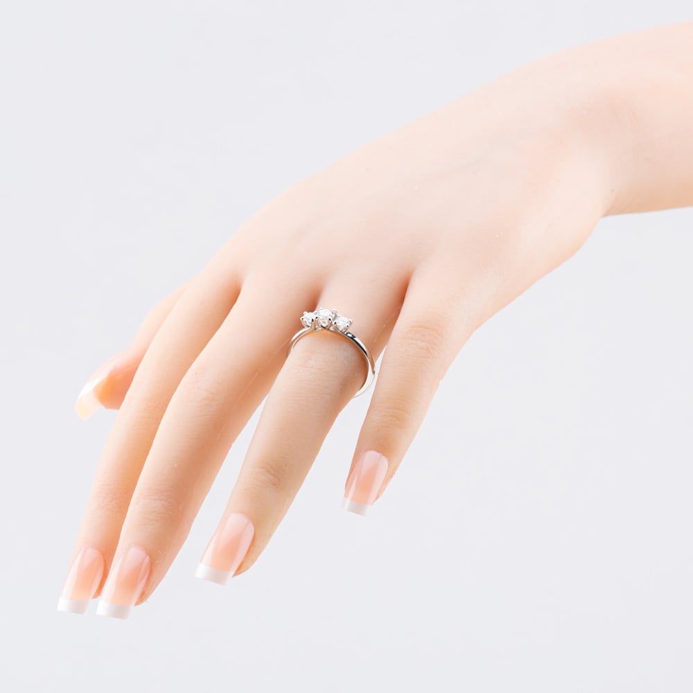 1888 Collection Platinum Certificated 0.50ct Round Cut Diamond Three Stone Ring R3-1014(.50CT PLUS)