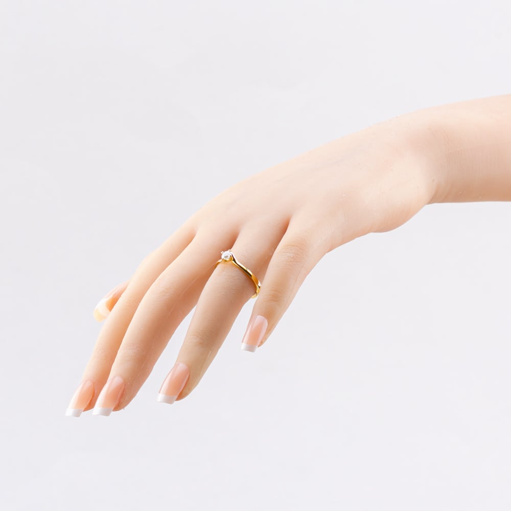 1888 Collection 18ct Yellow Gold Certificated 0.25ct Round Cut Diamond Twist Solitaire Ring RI-137(.25CT PLUS)