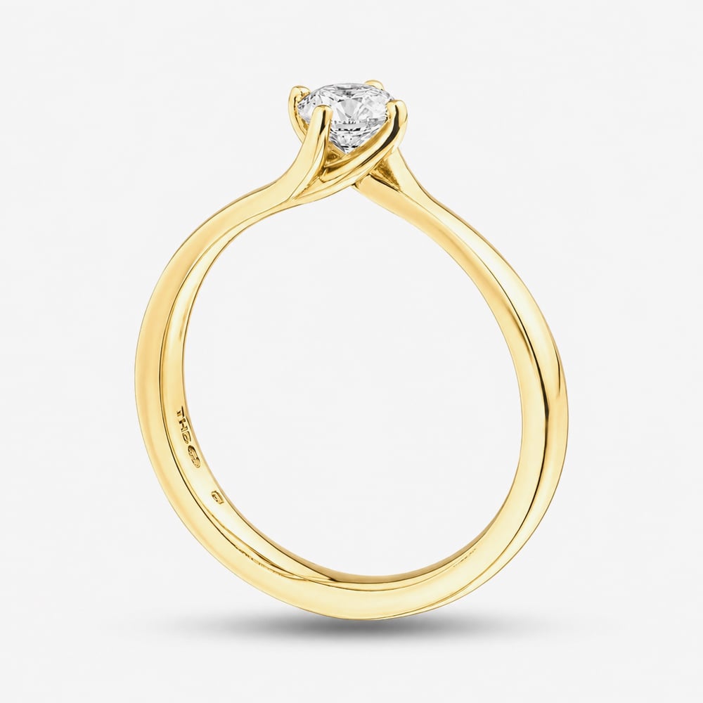 1888 Collection 18ct Yellow Gold 0.33ct Certificated Round Cut Diamond Twist Solitaire Ring RI-137(.33CT PLUS)