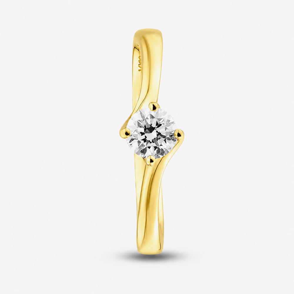 1888 Collection 18ct Yellow Gold 0.33ct Certificated Round Cut Diamond Twist Solitaire Ring RI-137(.33CT PLUS)