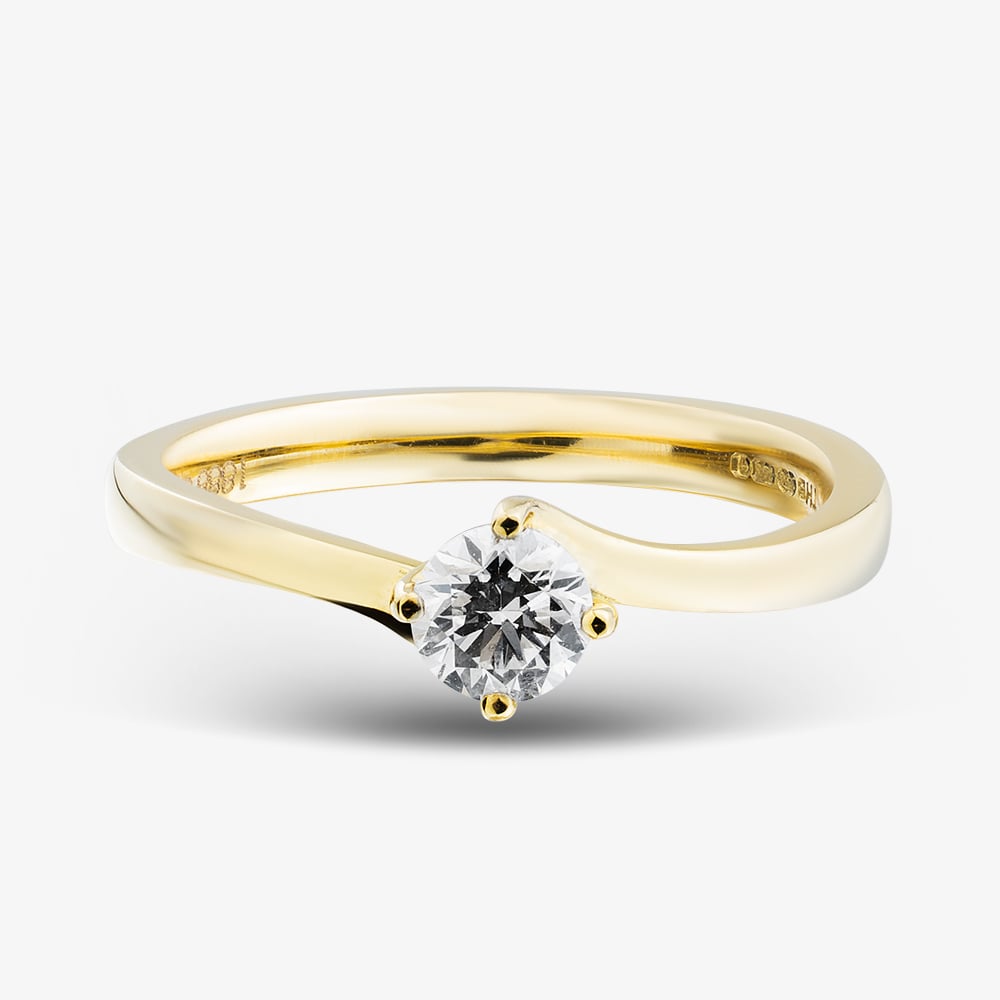 1888 Collection 18ct Yellow Gold Certificated 0.40ct Round Cut Diamond Twist Ring RI-137(.40CT PLUS)