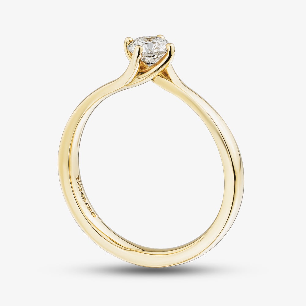 1888 Collection 18ct Yellow Gold Certificated 0.40ct Round Cut Diamond Twist Ring RI-137(.40CT PLUS)