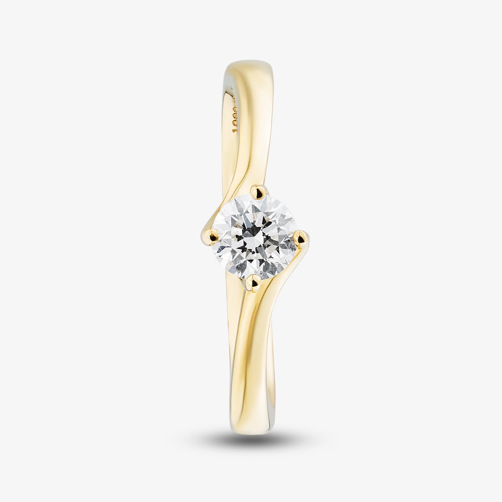 1888 Collection 18ct Yellow Gold Certificated 0.40ct Round Cut Diamond Twist Ring RI-137(.40CT PLUS)
