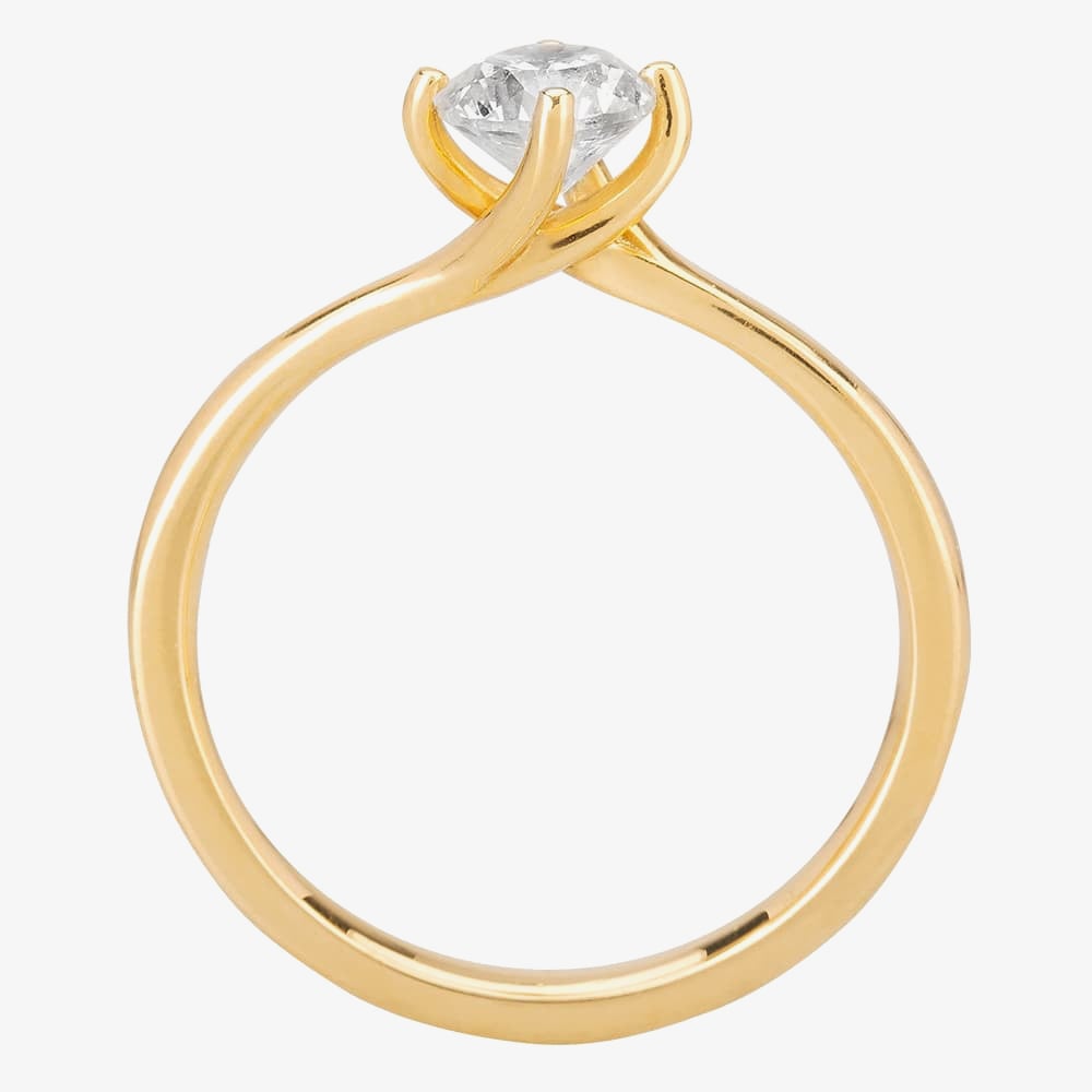 1888 Collection 18ct Yellow Gold 0.70ct Certificated Brilliant Cut Diamond Twist Solitaire Ring RI-137(.70CT PLUS)
