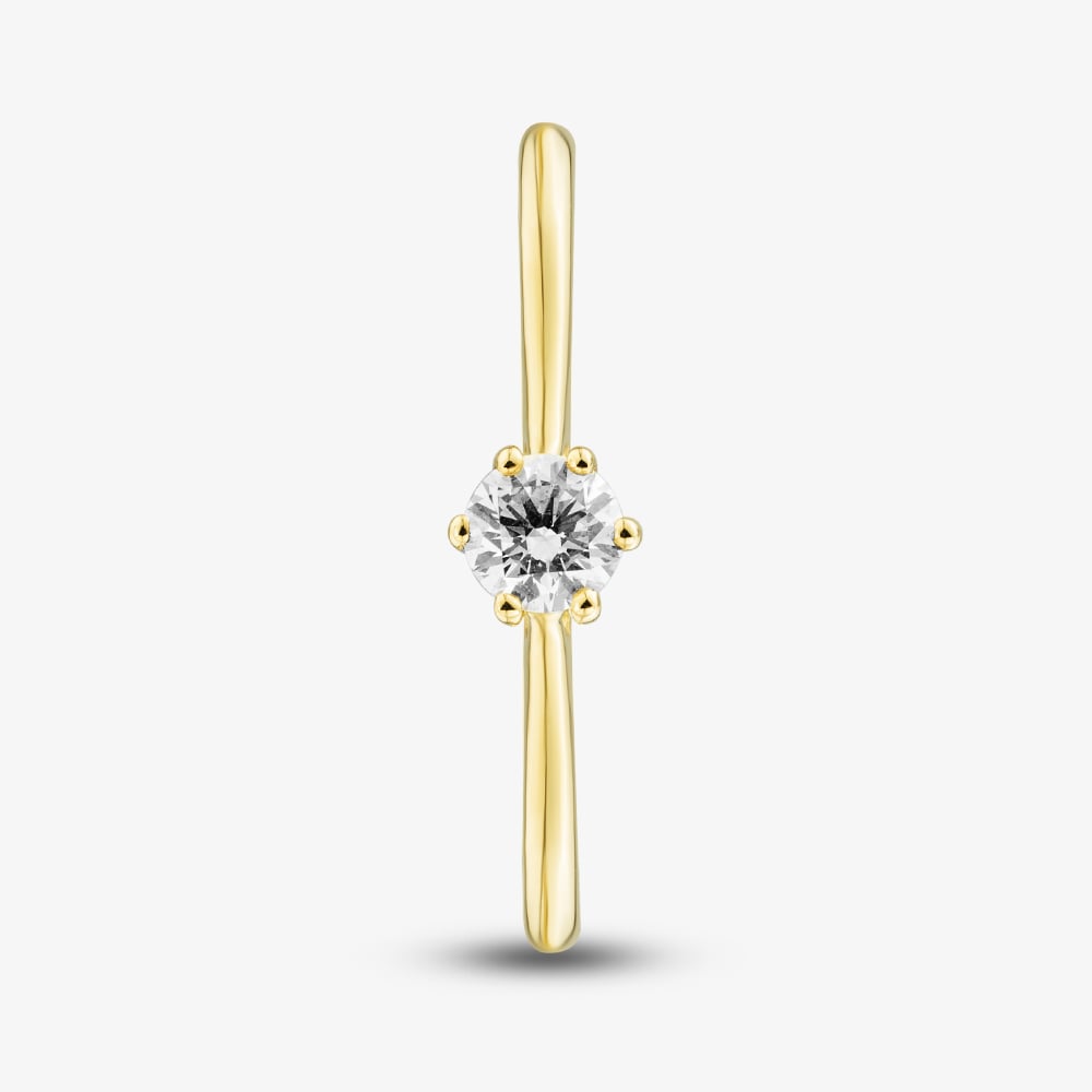 1888 Collection 18ct Yellow Gold Certificated 0.25ct Round Cut Diamond Six Claw Solitaire Ring RI-144(.25CT PLUS)