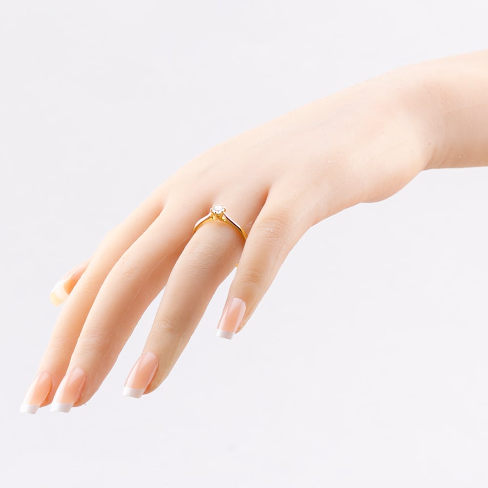 1888 Collection 18ct Yellow Gold Certificated 0.25ct Round Cut Diamond Six Claw Solitaire Ring RI-144(.25CT PLUS)