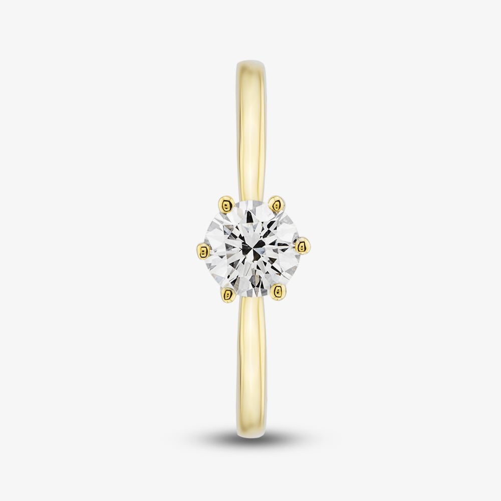 1888 Collection 18ct Yellow Gold Certificated 0.50ct Round Cut Diamond Solitaire Ring RI-144(.50CT PLUS)