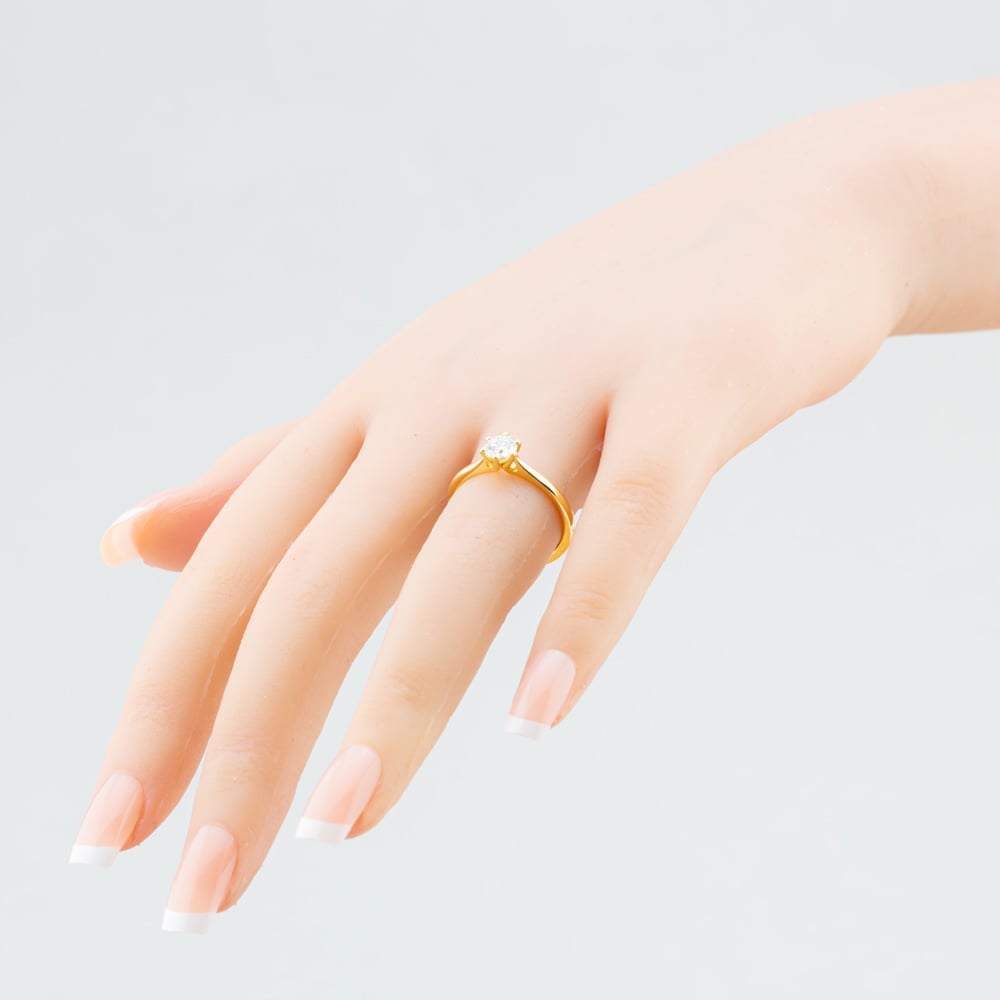 1888 Collection 18ct Yellow Gold Certificated 0.50ct Round Cut Diamond Solitaire Ring RI-144(.50CT PLUS)