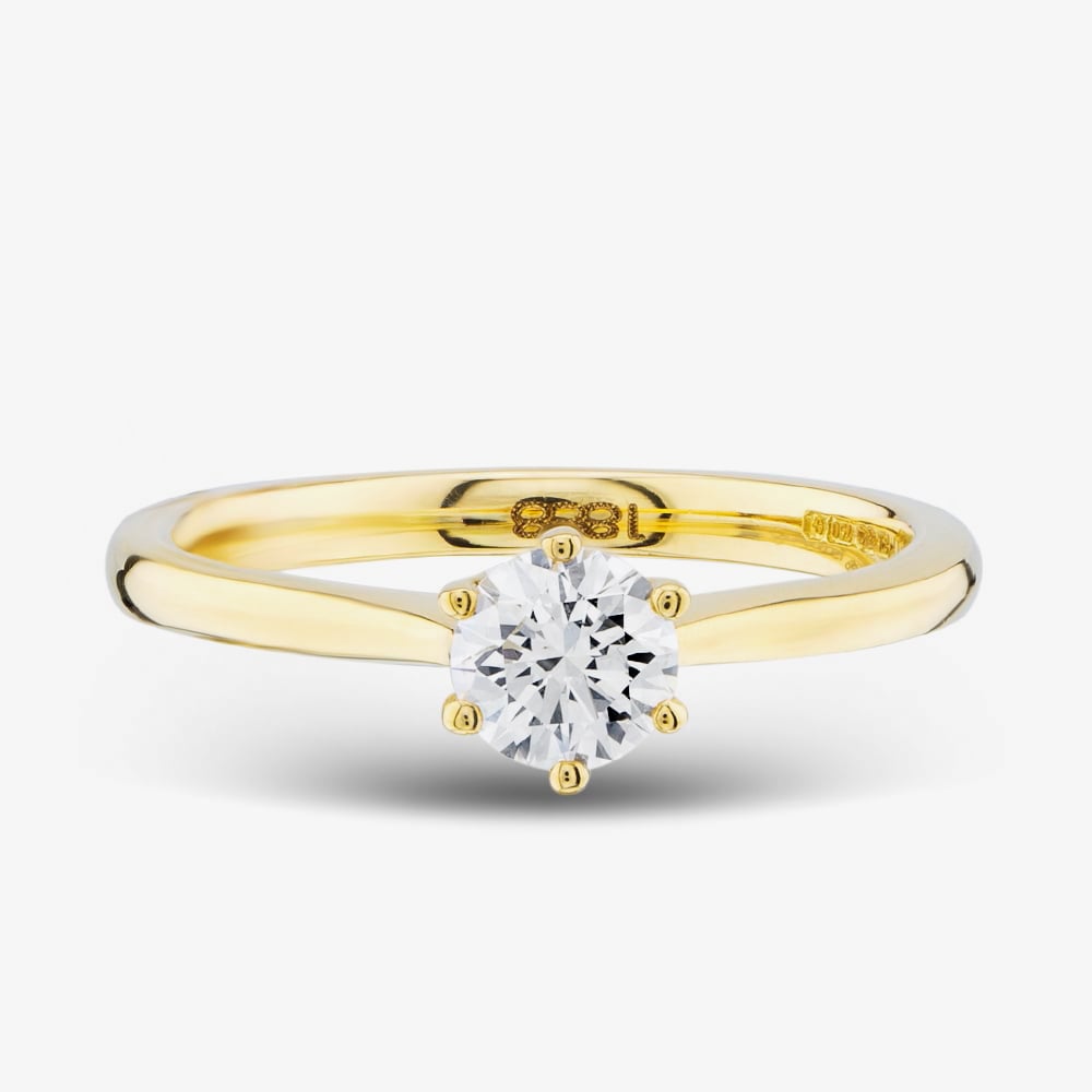 1888 Collection 18ct Yellow Gold 0.70ct Certificated Round Cut Diamond Solitaire Ring RI-144(.70CT PLUS)