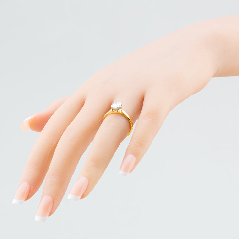 1888 Collection 18ct Yellow Gold Certificated 1.00ct Oval Cut Diamond Solitaire Ring RI-2212(7.5X5.5)(1.00CT PLUS)