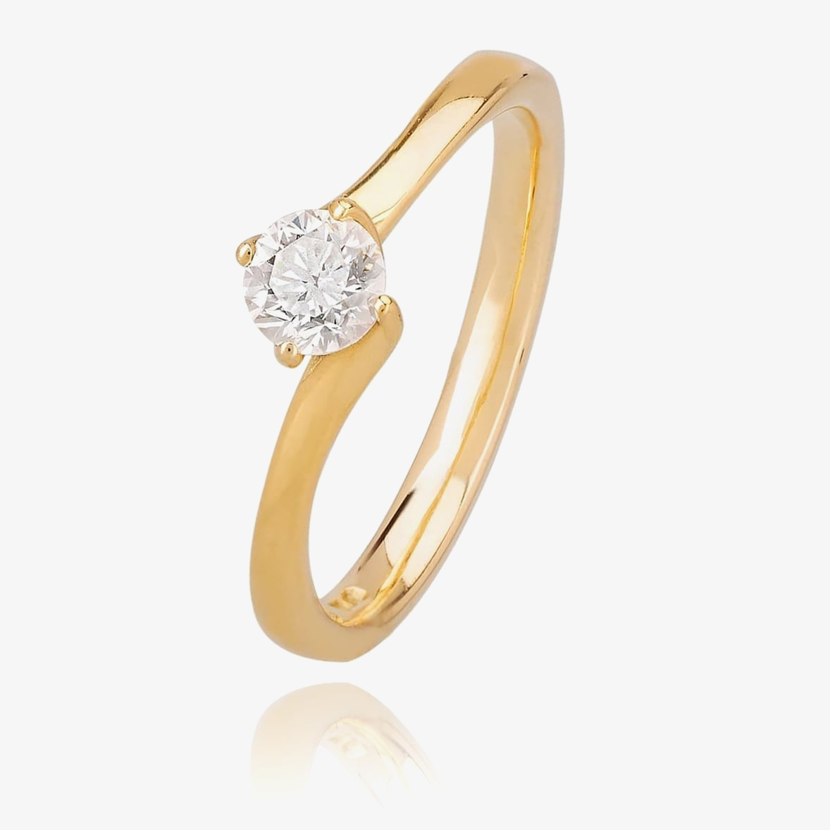 1888 Collection 18ct Yellow Gold Brilliant Cut 0.25ct Diamond Twisted Solitaire Ring RI-137