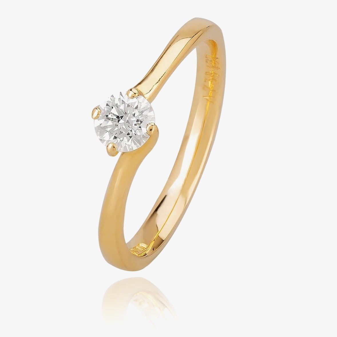 1888 Collection 18ct Yellow Gold Brilliant Cut 0.50ct Diamond Twisted Solitaire Ring RI-137