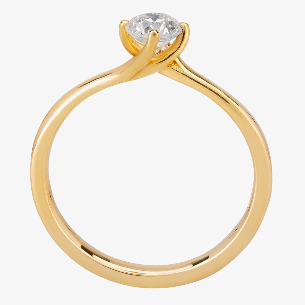 1888 Collection 18ct Yellow Gold Brilliant Cut 0.50ct Diamond Twisted Solitaire Ring RI-137