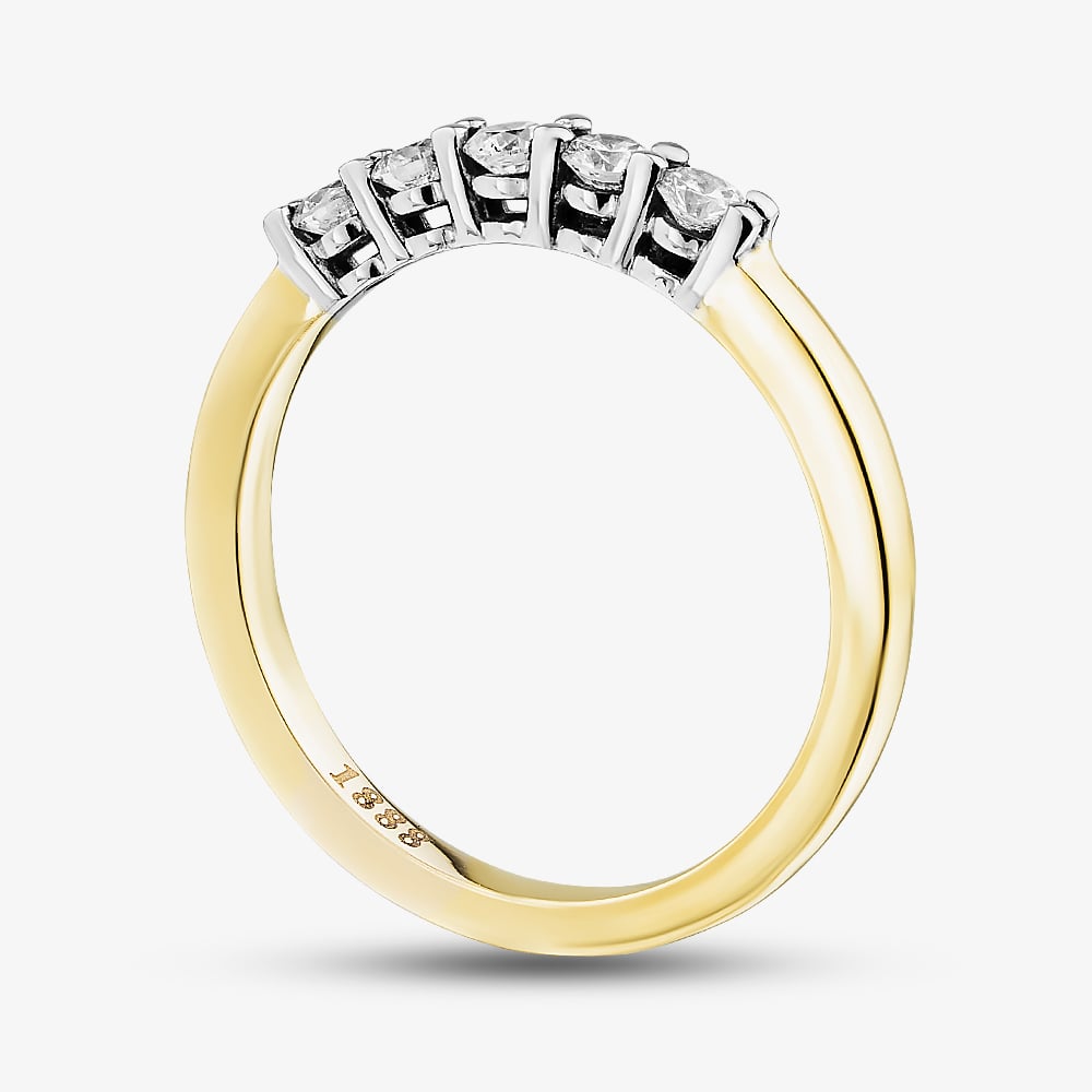 1888 Collection 18ct Yellow Gold Certificated 0.30ct Round Cut Diamond Five Stone Ring HET1001(.30CT PLUS)