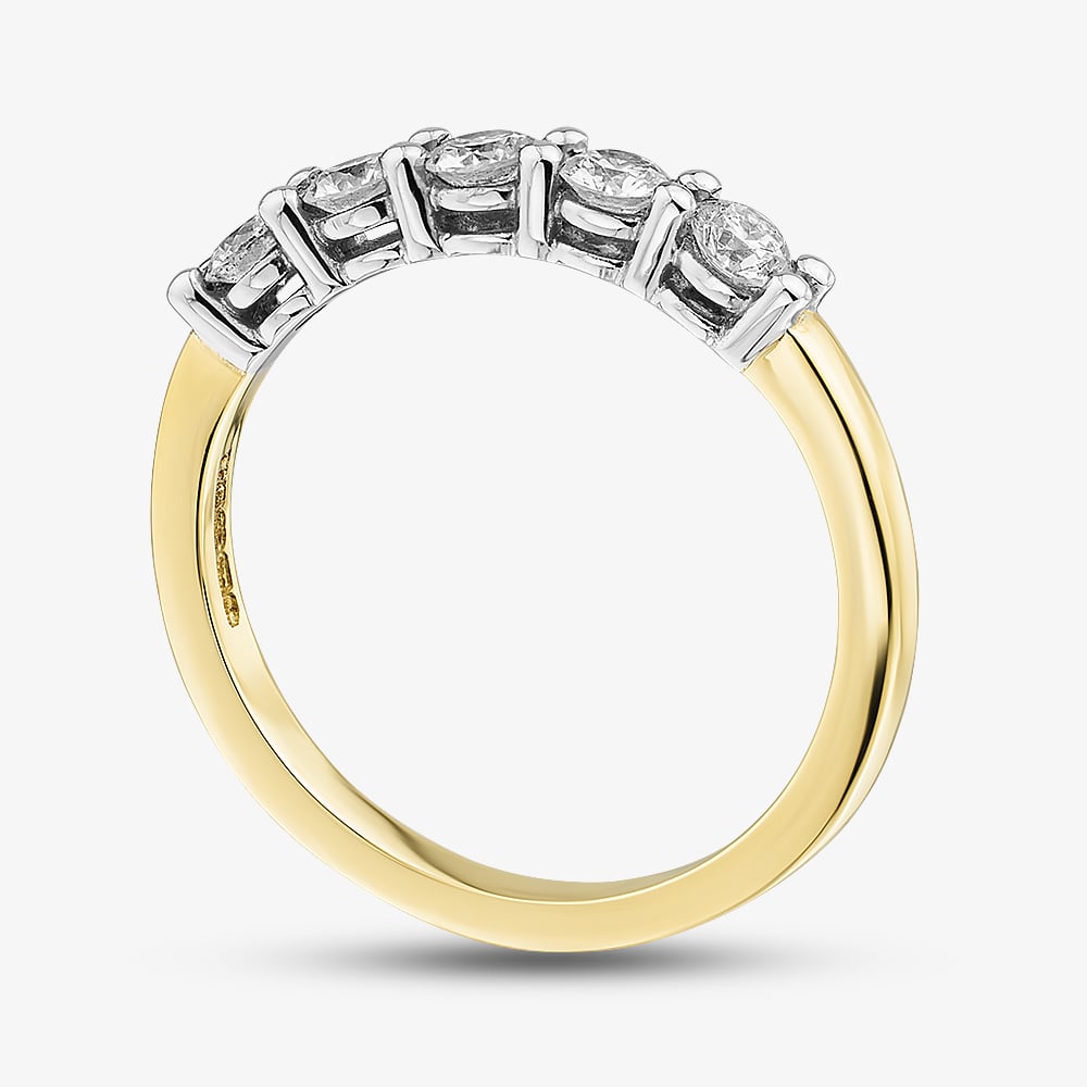 1888 Collection 18ct Yellow Gold Certificated 0.50ct Round Cut Diamond Five Stone Ring HET1001(.50CT PLUS)