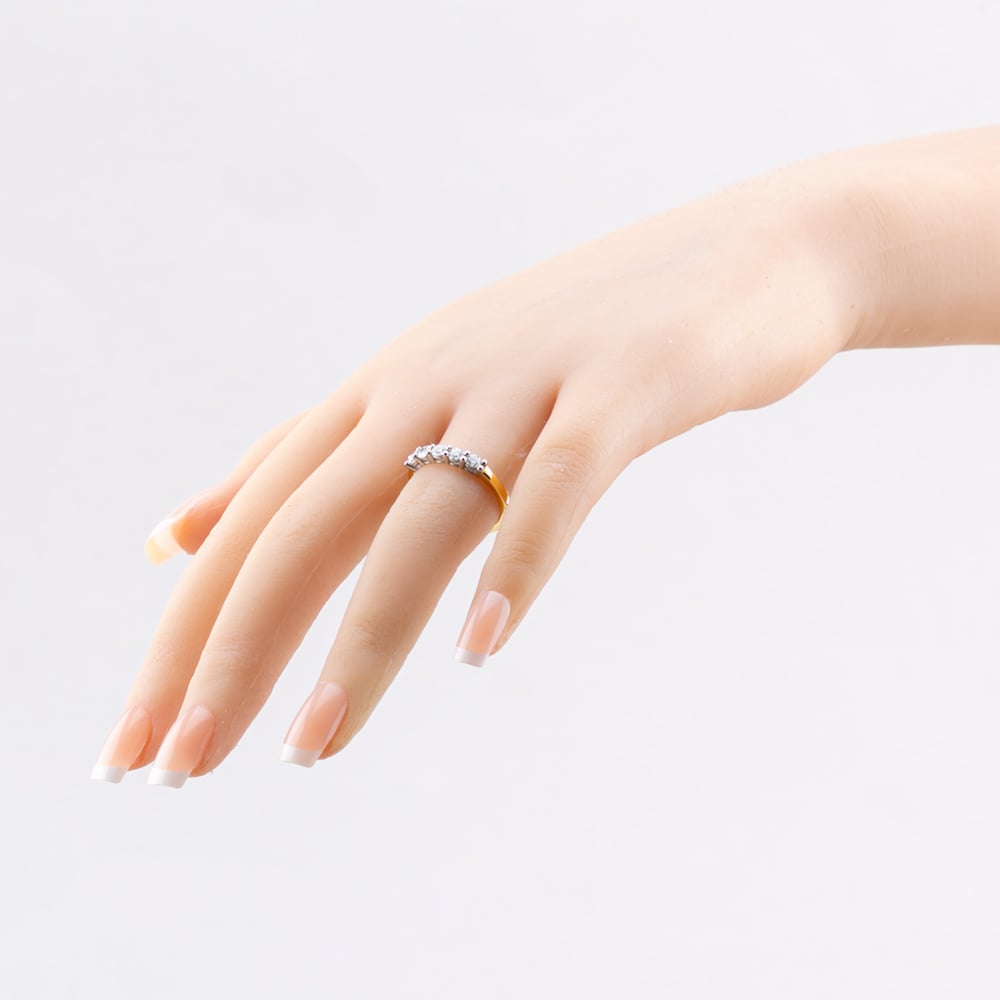 1888 Collection 18ct Yellow Gold Certificated 0.50ct Round Cut Diamond Five Stone Ring HET1001(.50CT PLUS)