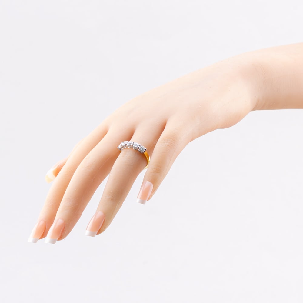 1888 Collection 18ct Yellow Gold Certificated 1.00ct Round Cut Diamond Five Stone Ring HET1001(1.00CT PLUS)