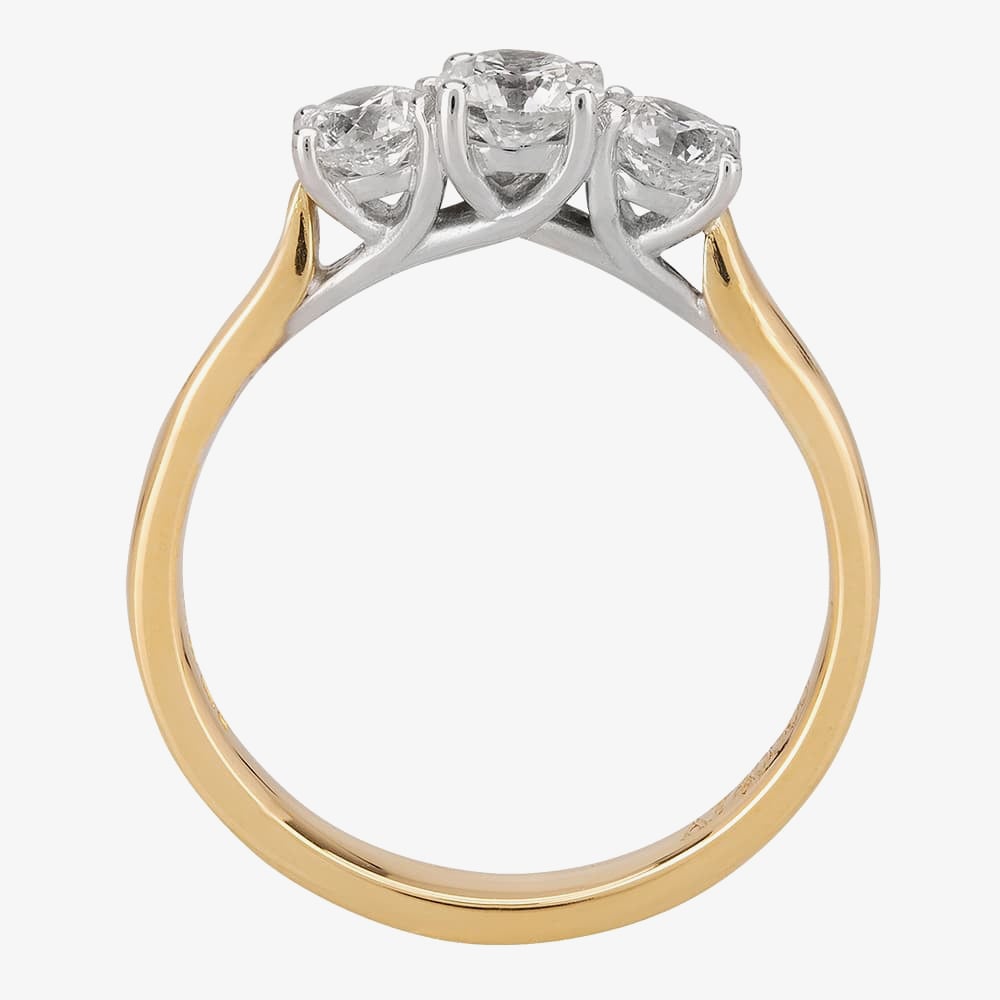 1888 Collection 18ct Yellow Gold 0.70ct Certificated Brilliant Cut Diamond Three Stone Ring R3-145(.75CT PLUS)