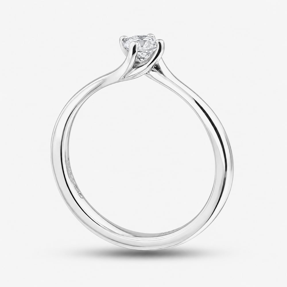 1888 Collection 18ct White Gold 0.25ct Certificated Round Cut Diamond Twist Solitaire Ring RI-137(.25CT PLUS)