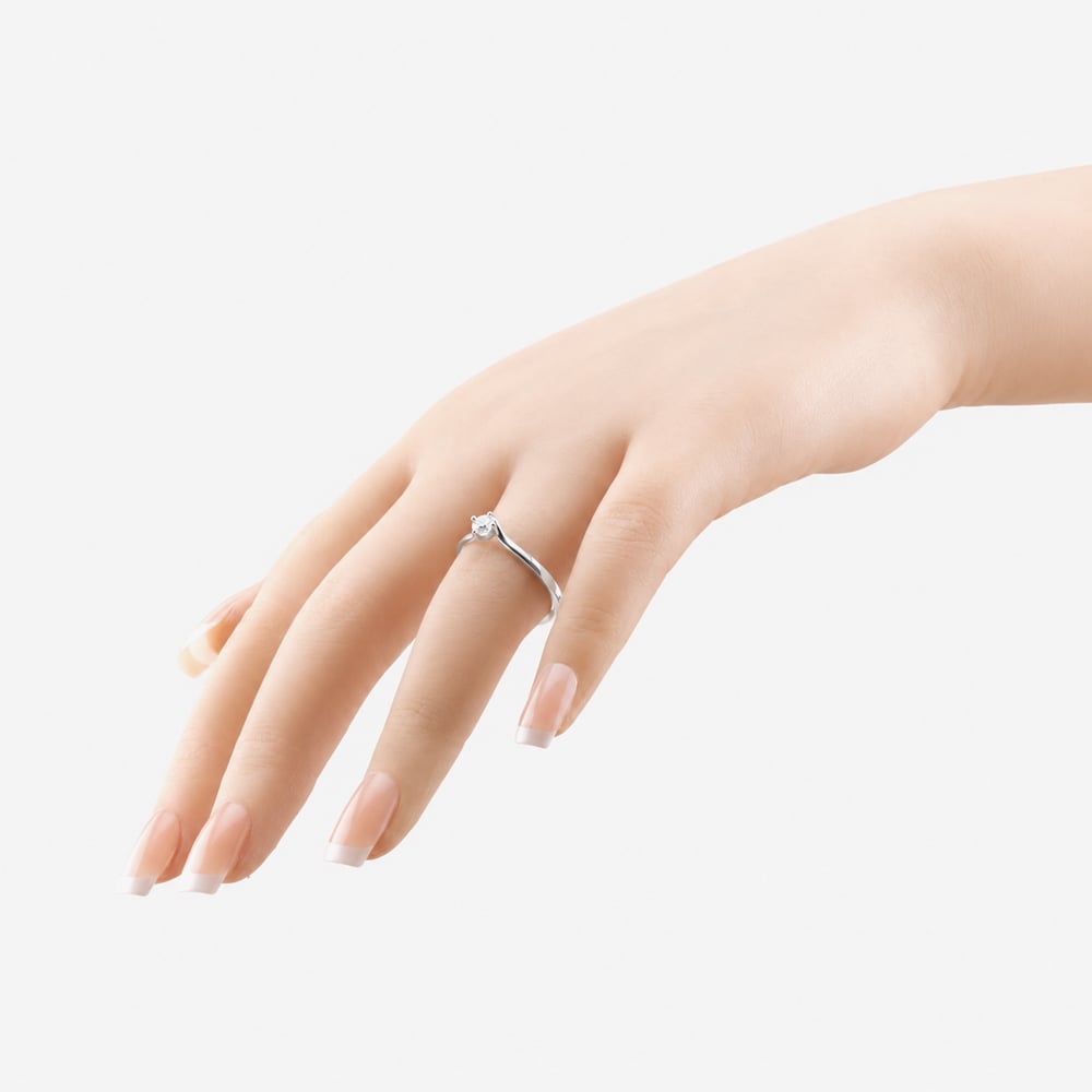 1888 Collection 18ct White Gold 0.25ct Certificated Round Cut Diamond Twist Solitaire Ring RI-137(.25CT PLUS)
