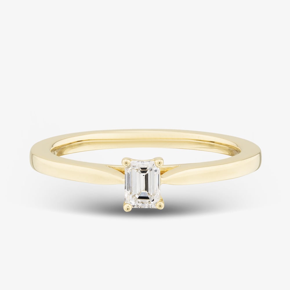 1888 Collection 9ct Yellow Gold 0.33ct Emerald Cut Diamond Solitaire Ring EPP01-9Y-0.33-H-SI2