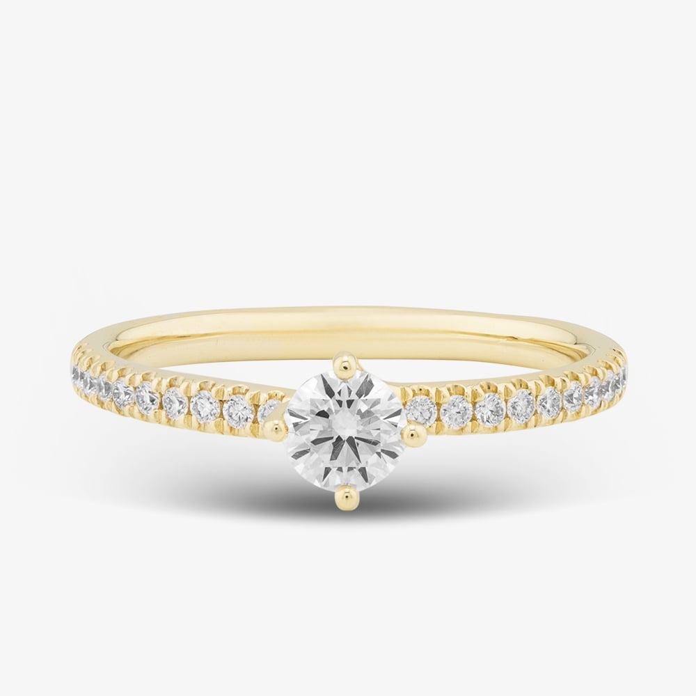 1888 Collection 9ct Yellow Gold 0.48ct Brilliant Cut Diamond Twist Solitaire Shoulder Set Ring RSP01-9Y-0.33-H-SI2