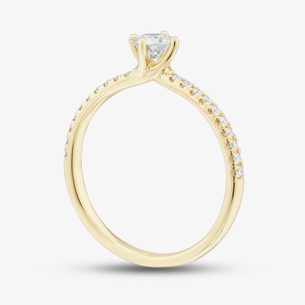 1888 Collection 9ct Yellow Gold 0.48ct Brilliant Cut Diamond Twist Solitaire Shoulder Set Ring RSP01-9Y-0.33-H-SI2