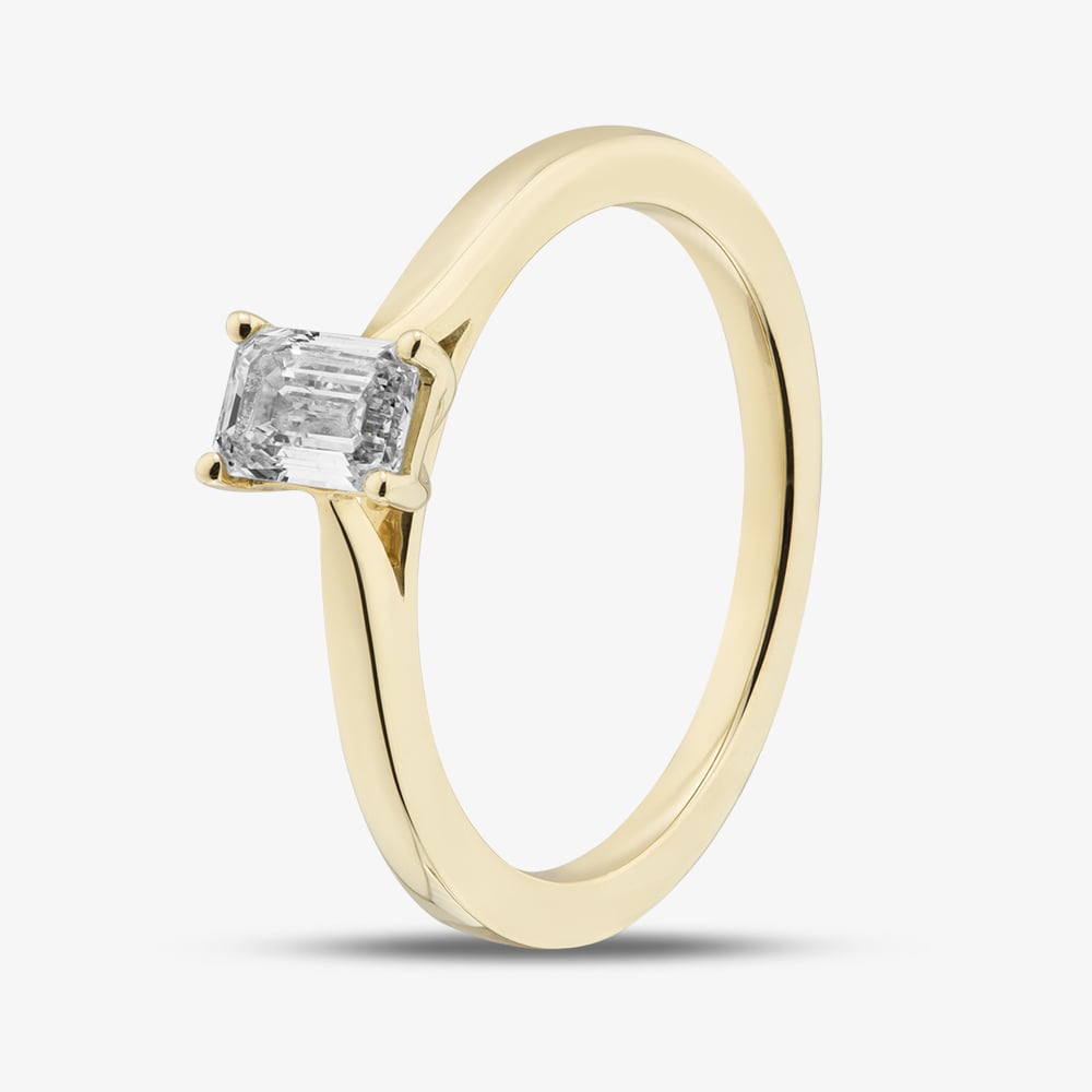 Product photograph of 1888 Collection 9ct Yellow Gold 0 50ct Emerald Cut Diamond Solitaire Ring Epp01-9y-0 50-h-si2 from The Jewel Hut