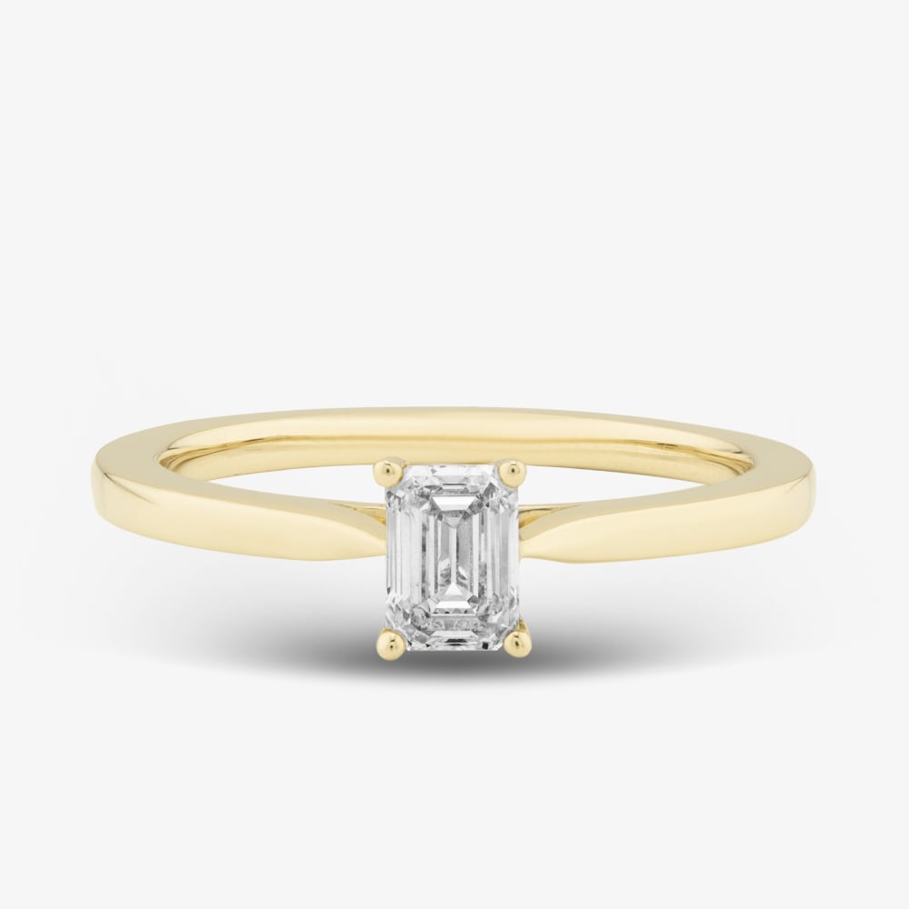 1888 Collection 9ct Yellow Gold 0.50ct Emerald Cut Diamond Solitaire Ring EPP01-9Y-0.50-H-SI2