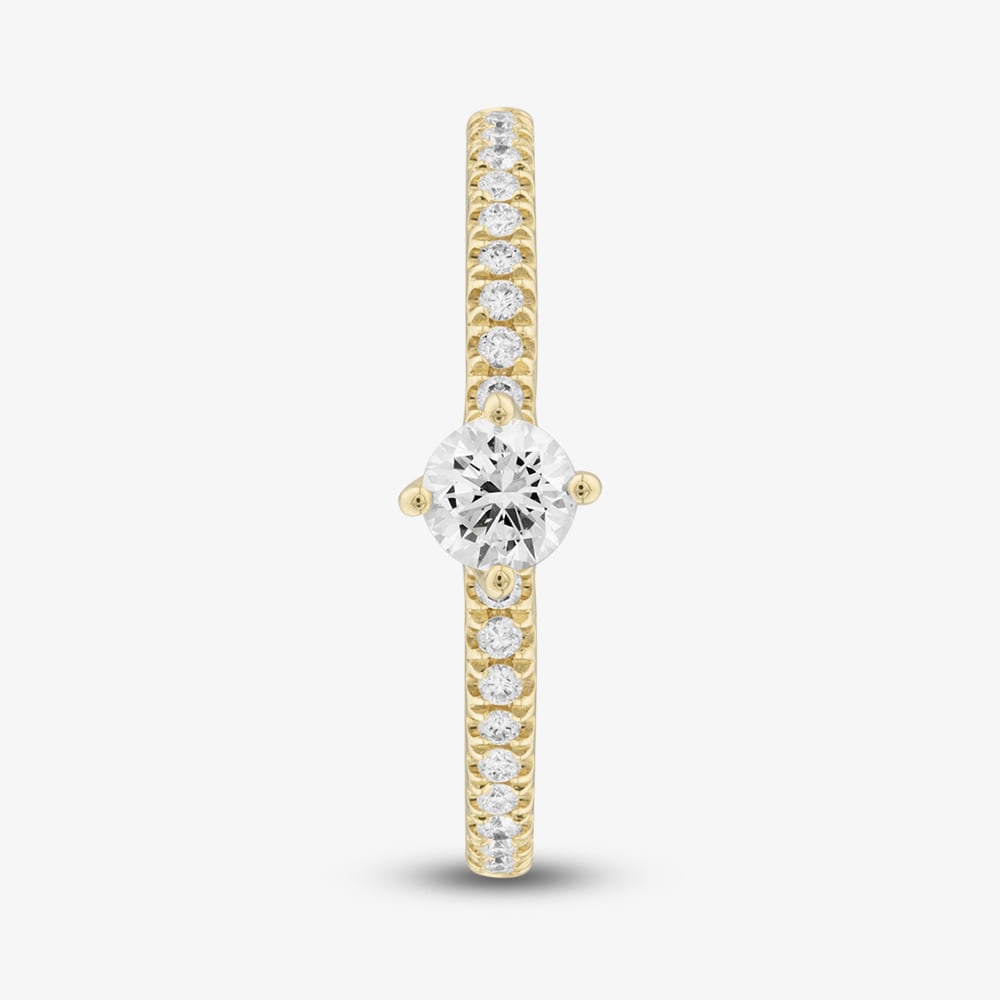 1888 Collection 9ct Yellow Gold 0.40ct Brilliant Cut Diamond Twist Solitaire Shoulder Set Ring RSP01-9Y-0.25-H-SI2