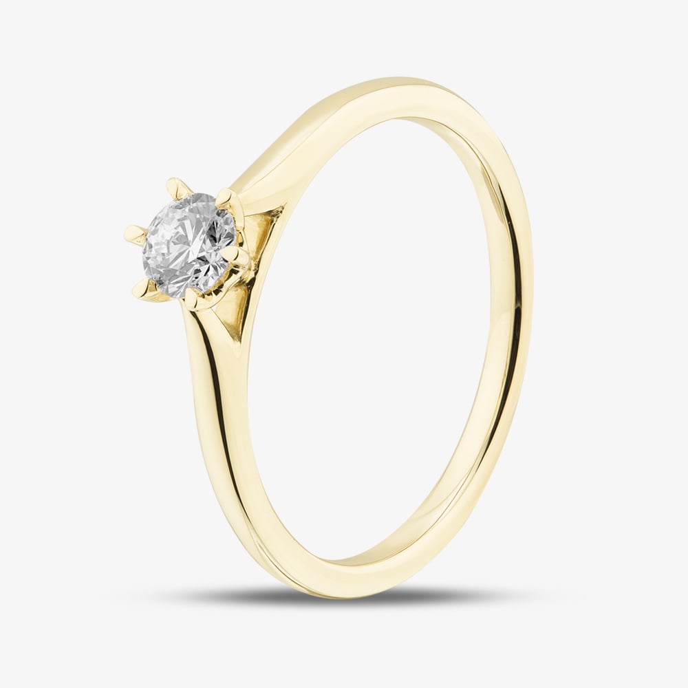 Product photograph of 1888 Collection 9ct Yellow Gold 0 25ct Brilliant Cut Diamond Solitaire Ring Rpp11-9y-0 25-h-si2 from The Jewel Hut