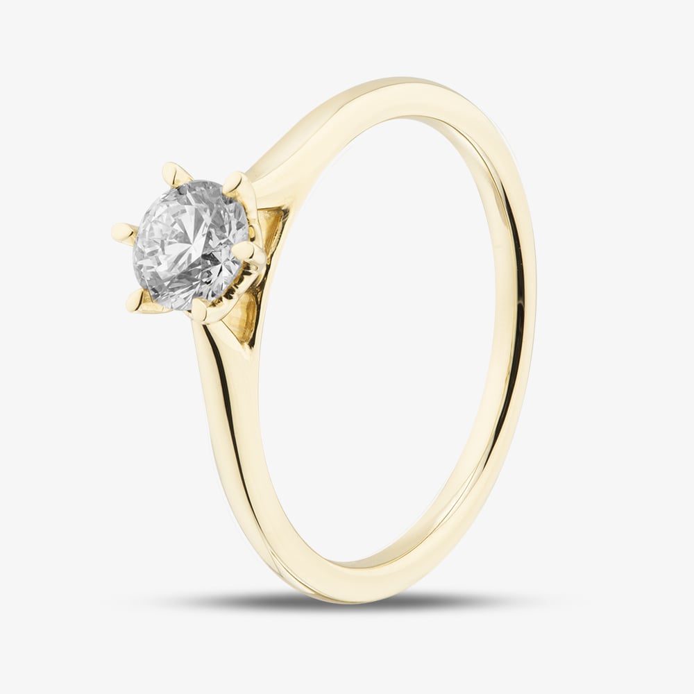 Product photograph of 1888 Collection 9ct Yellow Gold 0 50ct Brilliant Cut Diamond Solitaire Ring Rpp11-9y-0 50-h-si2 from The Jewel Hut
