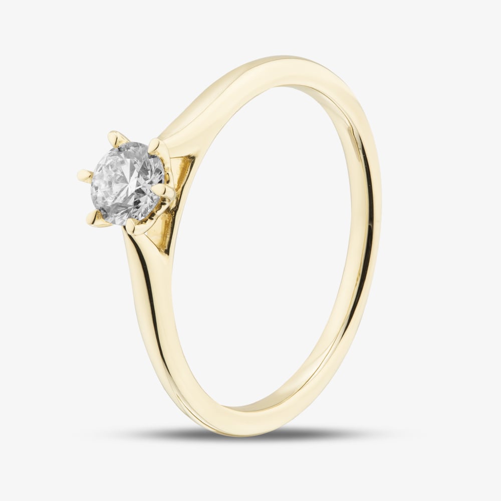 Product photograph of 1888 Collection 9ct Yellow Gold 0 33ct Brilliant Cut Diamond Solitaire Ring Rpp11-9y-0 33-h-si2 from The Jewel Hut