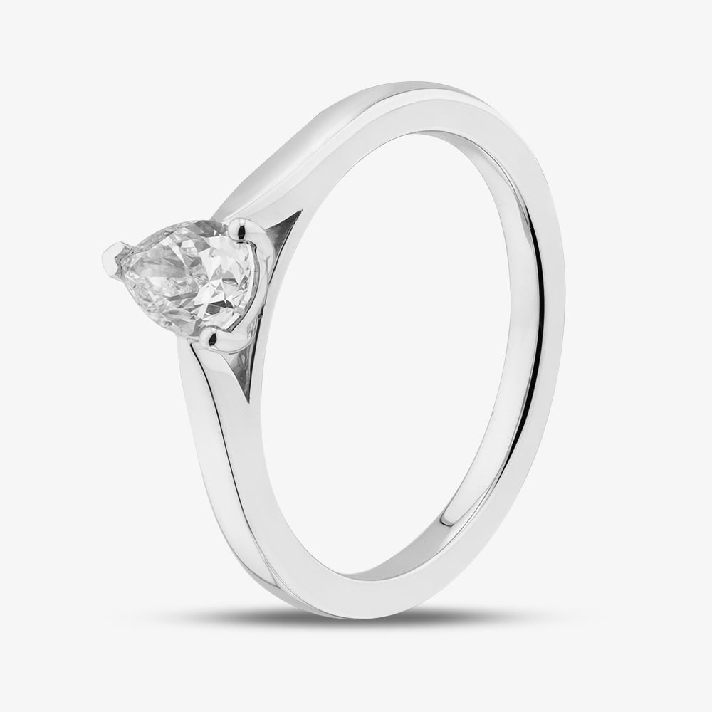 Product photograph of 1888 Collection 9ct White Gold 0 50ct Pear Cut Diamond Solitaire Ring Dpp02-9w-0 50-h-si2 from The Jewel Hut