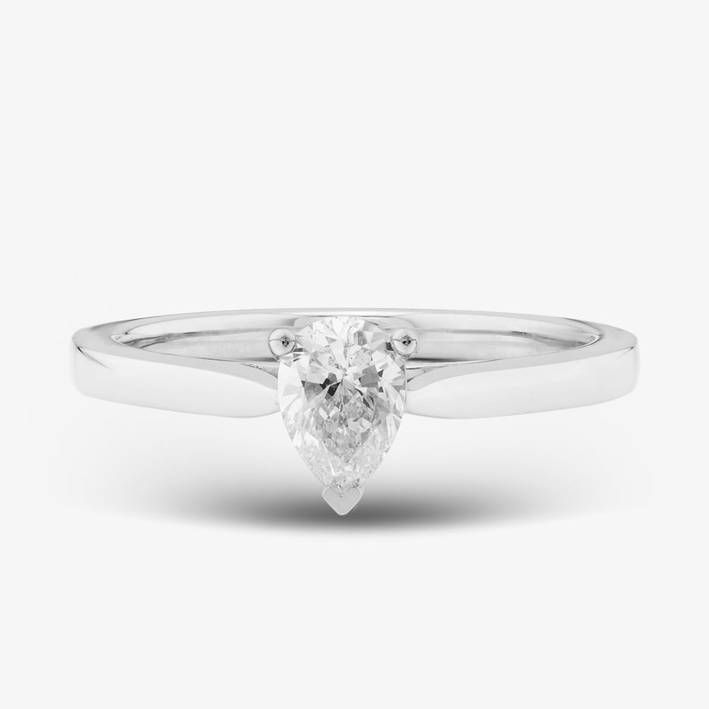 1888 Collection 9ct White Gold 0.50ct Pear Cut Diamond Solitaire Ring DPP02-9W-0.50-H-SI2
