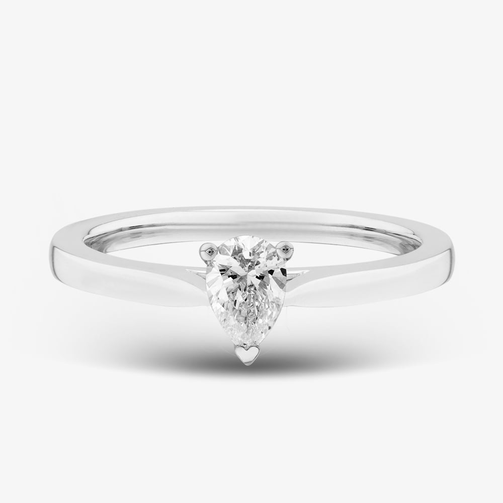 1888 Collection 9ct White Gold 0.33ct Pear Cut Diamond Solitaire Ring DPP02-9W-0.33