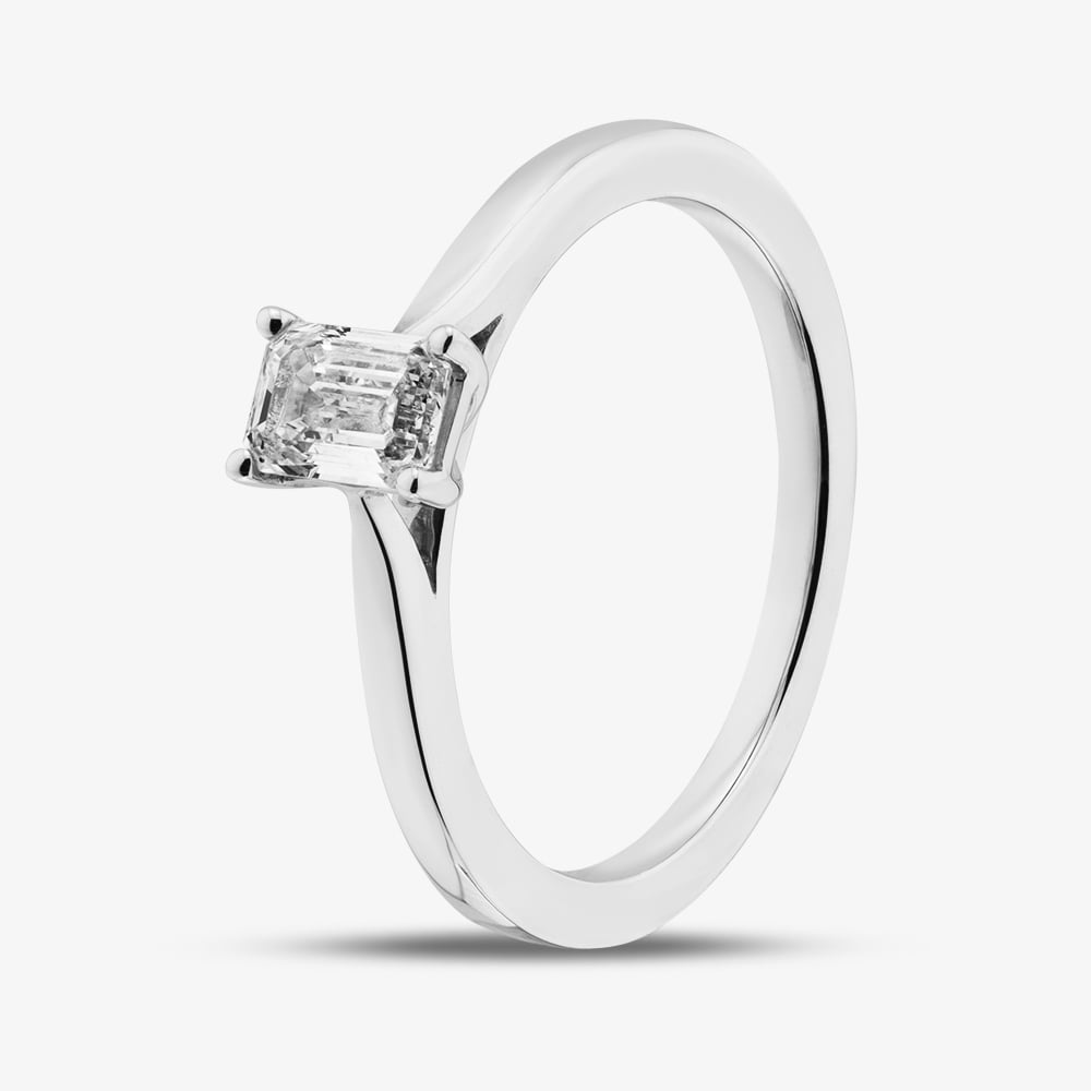 Product photograph of 1888 Collection 9ct White Gold 0 50ct Emerald Cut Diamond Solitaire Ring Epp01-9w-0 50-h-si2 from The Jewel Hut