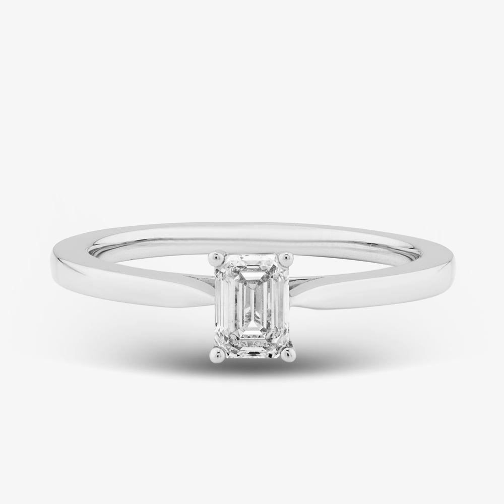 1888 Collection 9ct White Gold 0.50ct Emerald Cut Diamond Solitaire Ring EPP01-9W-0.50-H-SI2