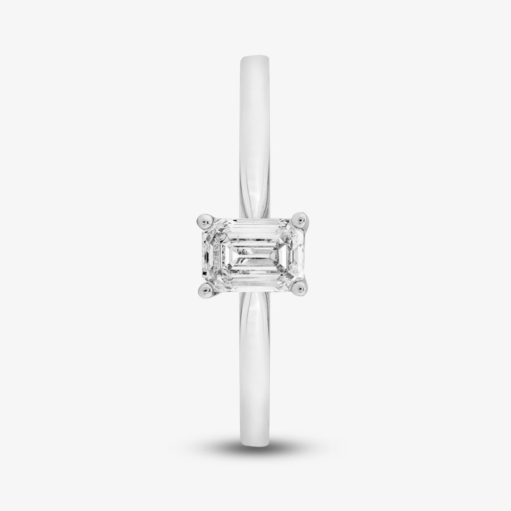 1888 Collection 9ct White Gold 0.50ct Emerald Cut Diamond Solitaire Ring EPP01-9W-0.50-H-SI2